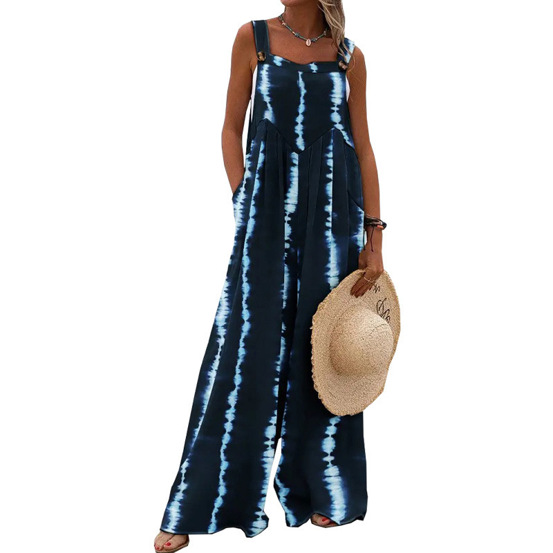 Printed Sleeveless Wide-Leg Jumpsuit for Women