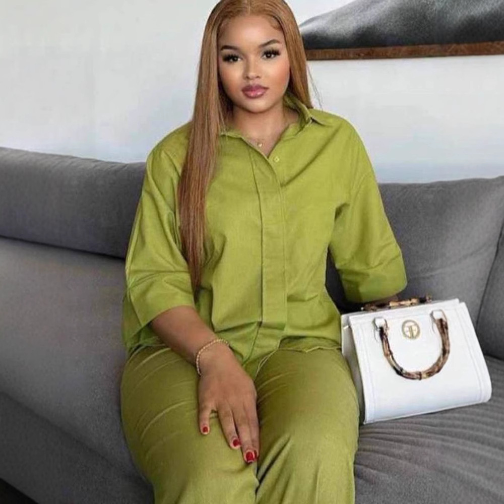 Relaxed Shirt & Wide-Leg Pants Casual Set