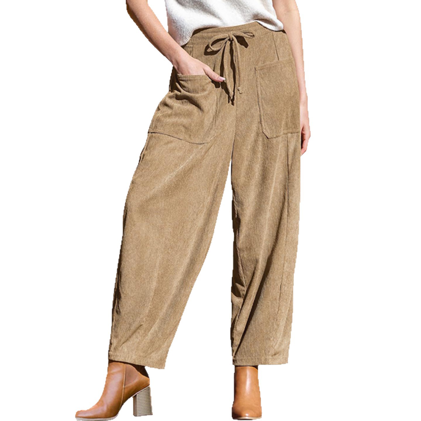 Women's Corduroy Harem Pants Loose Wide Leg Casual Slimming
