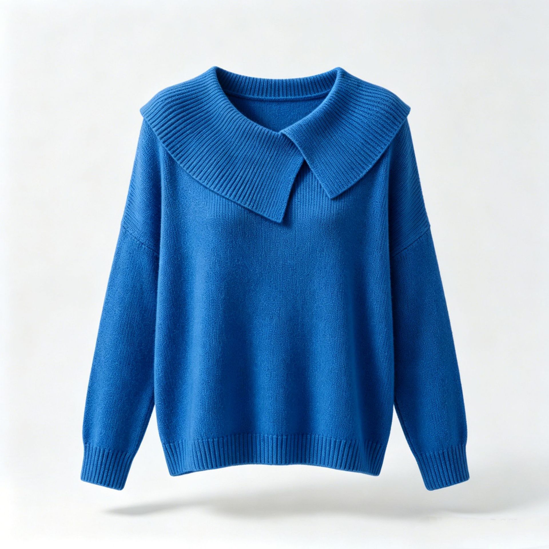 Korean Retro Collared Knit Sweater, Loose Slimming Pullover