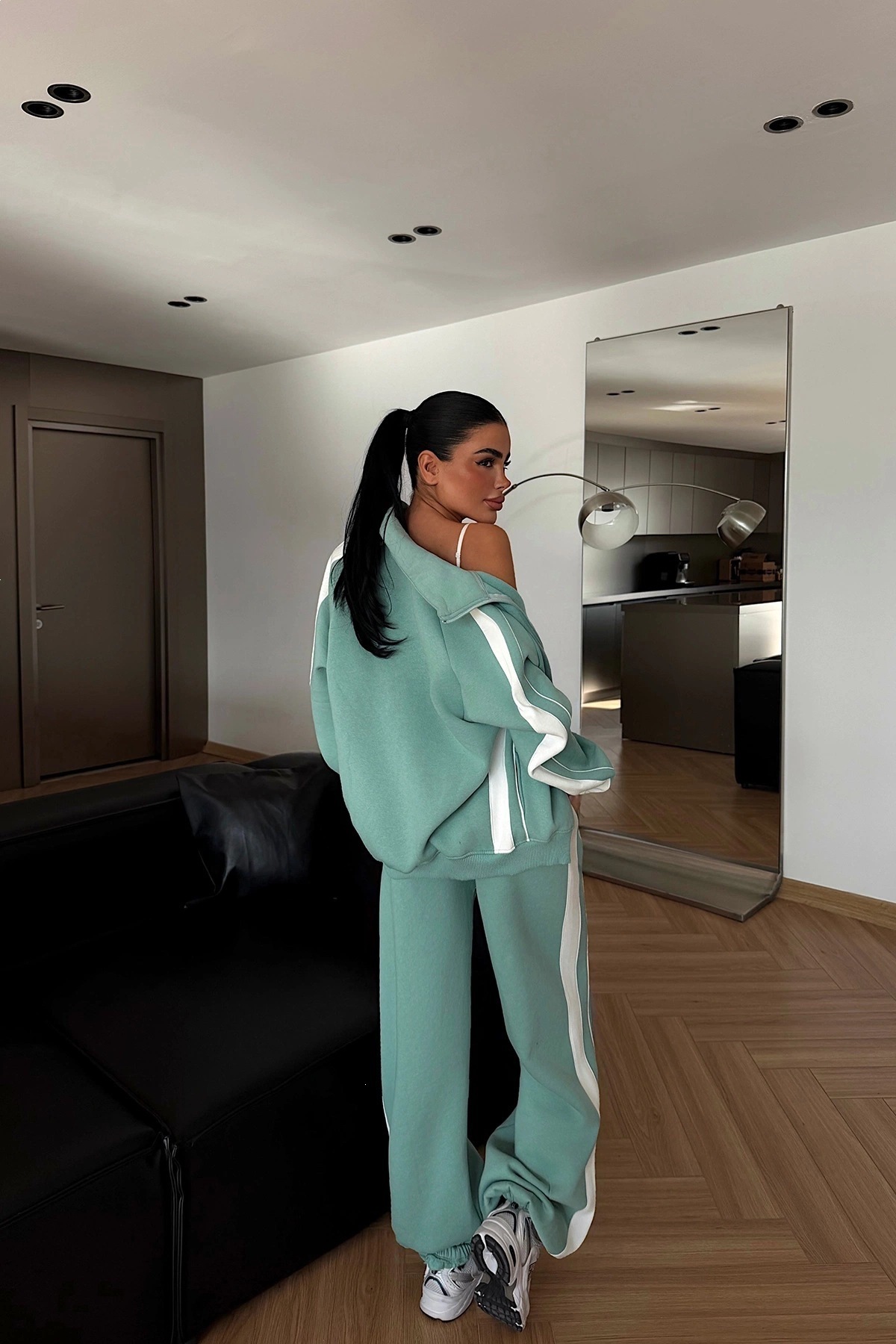 Women's Colorblock Zip Cardigan and Pants Two-Piece Set