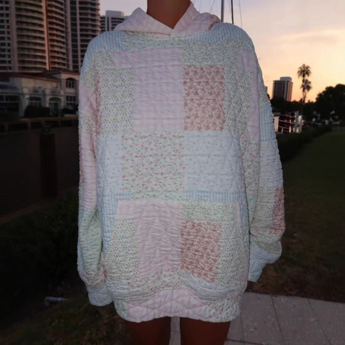 Women's Plaid Colorblock Sweatshirt and Pants Set