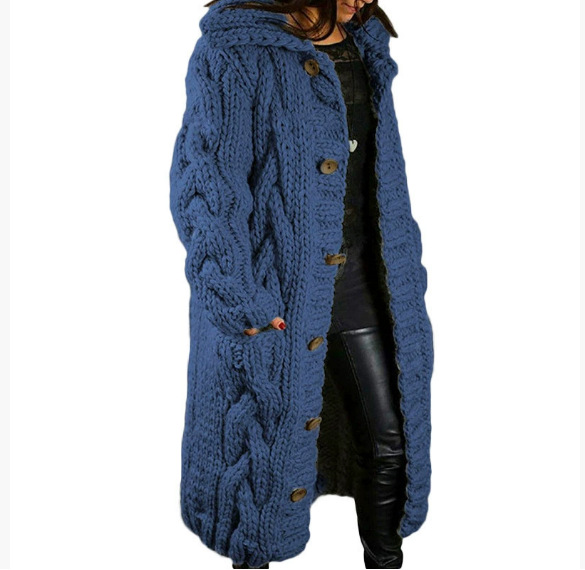 Women's Plus Size Open-Front Cardigan Sweater Long Knit Coat with Pockets