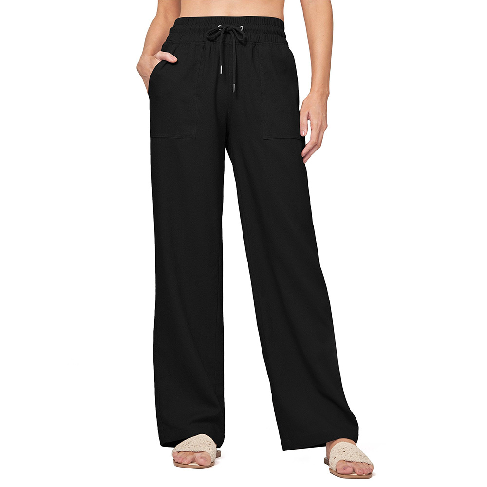 Women's High-Waist Wide-Leg Drawstring Pants with Pockets