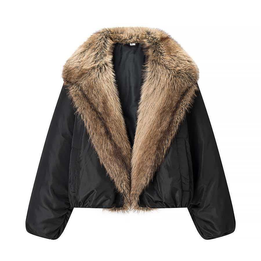 Women's Winter Loose Faux Fur Collar Jacket Coat
