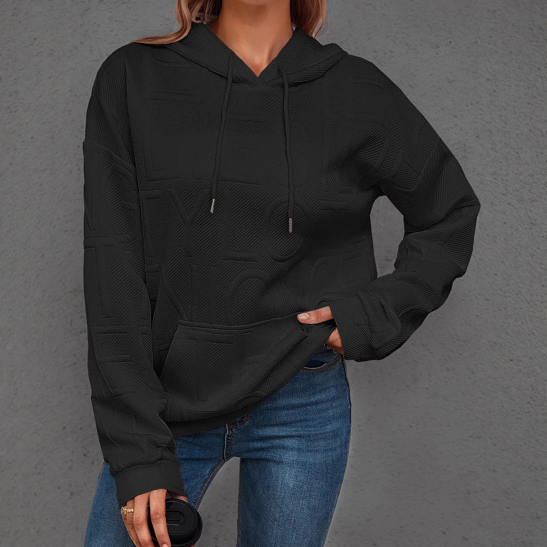 TUME Hooded 3D Print Loose Fit Sweatshirt for Women