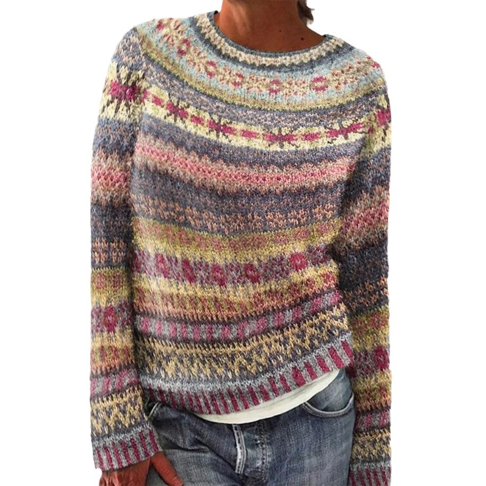 3D Print Women's Crewneck Soft Knit Sweater Casual Pullover