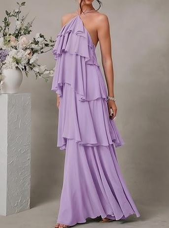 Women's Summer Tiered Cami Dress Sexy Open Back Solid Color Long Dress