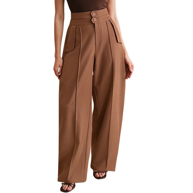 Women's High-Waist Curved Banana Pants Loose Straight-Leg