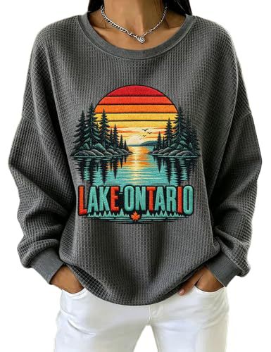 Forest Tree Sunset Print Crewneck Long Sleeve Pullover Sweatshirt