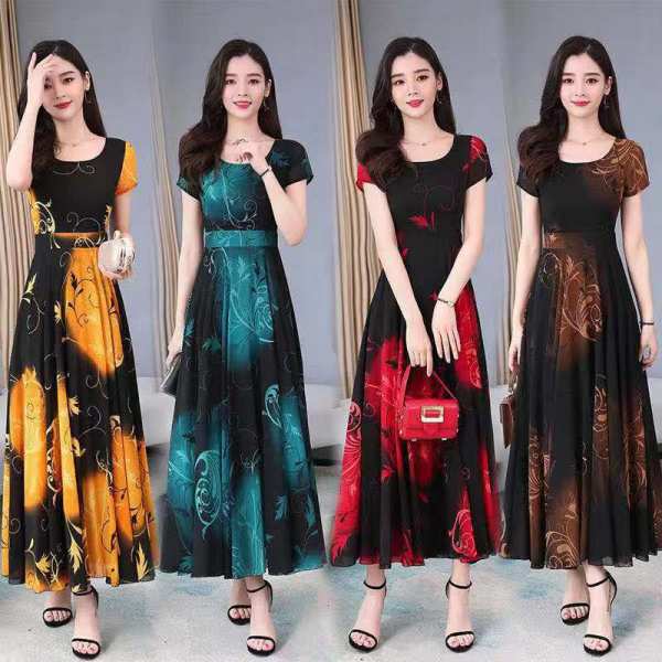 Plus Size Women's Floral Print A-Line Dress with Waist-Cinching Fit