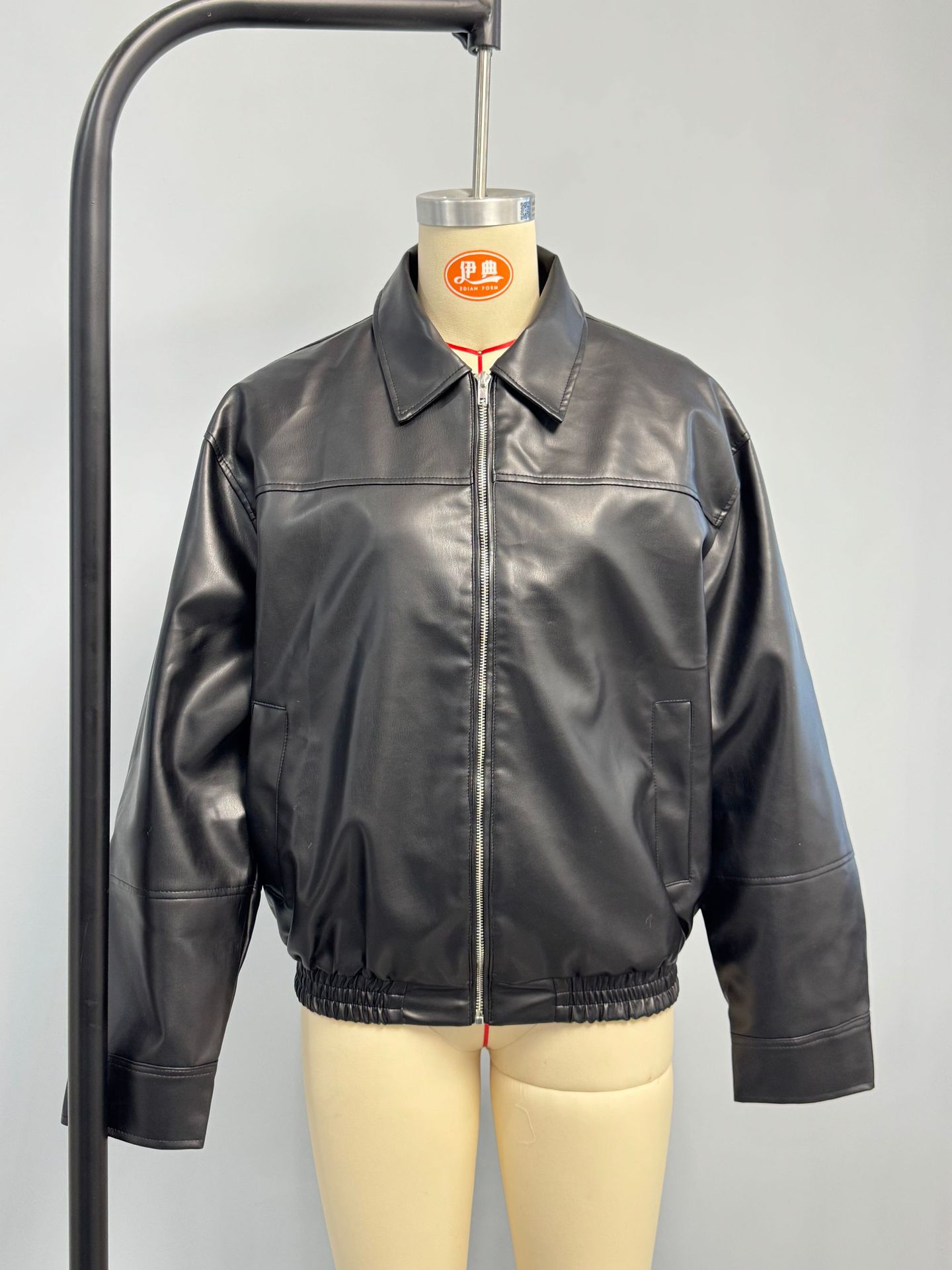 Faux Leather Bomber Jacket for Women