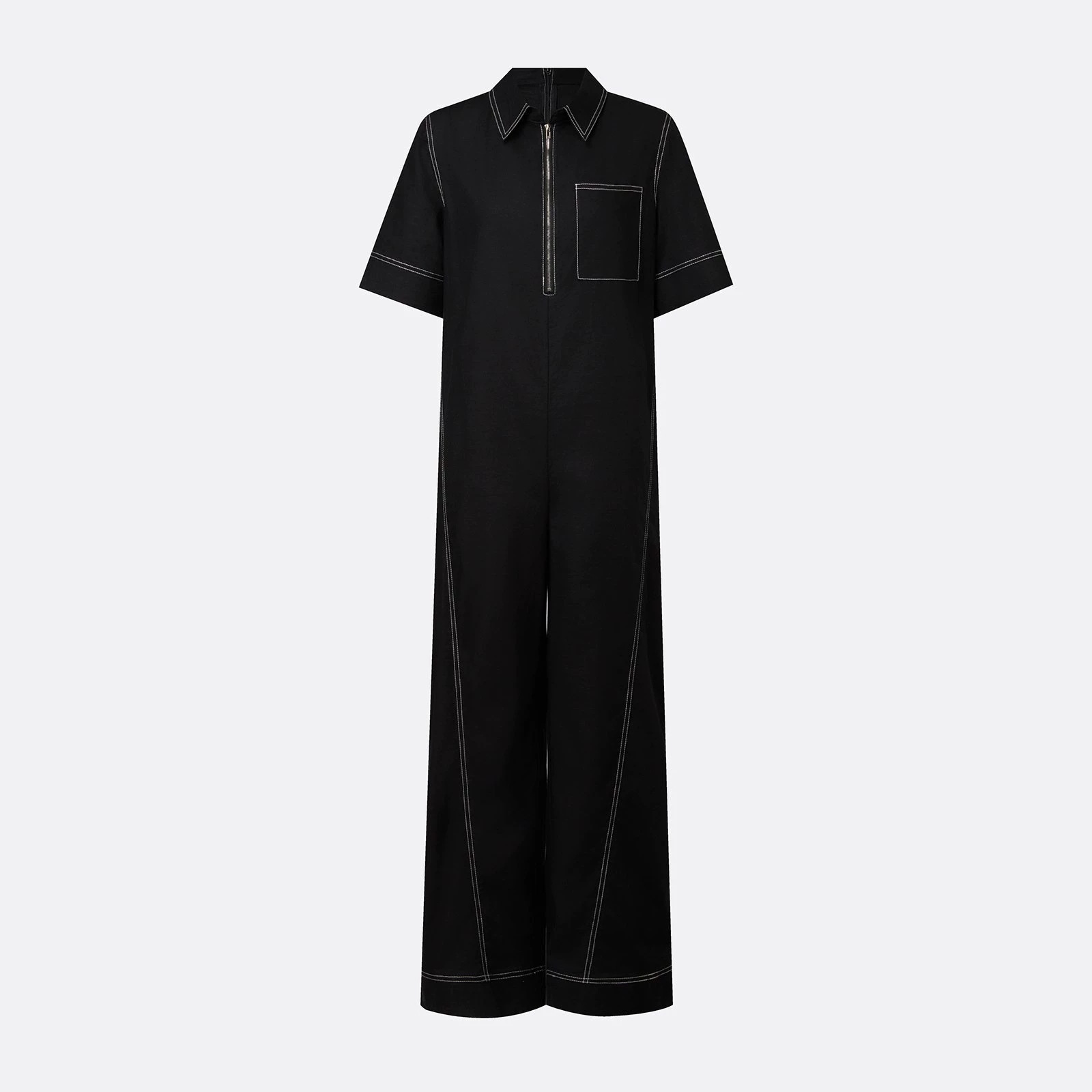 Women's Sleeveless Stand Collar Wide-Leg Jumpsuit Casual Loose Fit