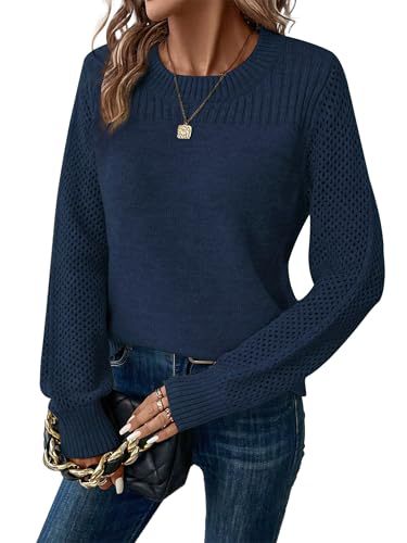 Women's Loose Crewneck Long Sleeve Knit Sweater