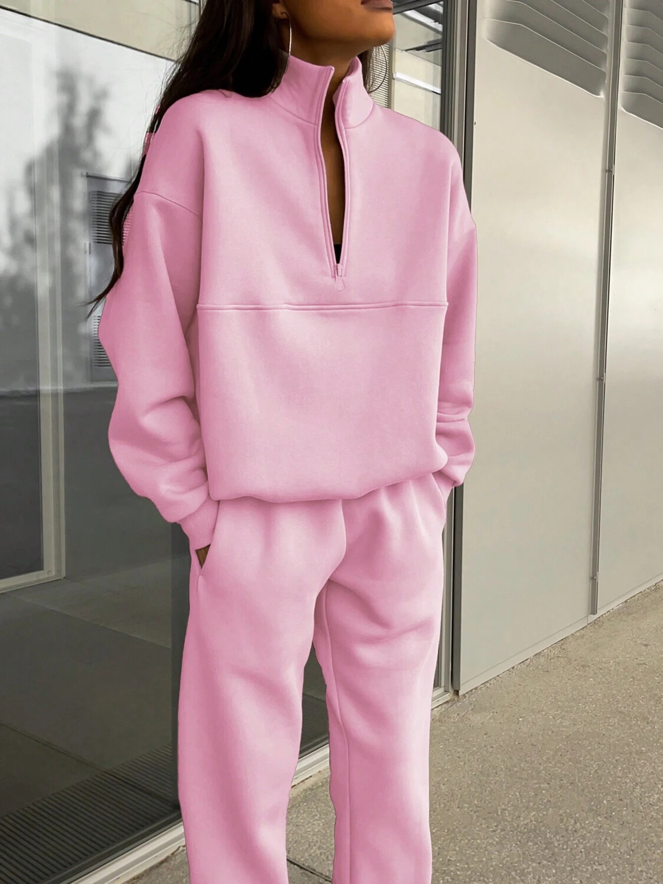 Women's Casual Thick Long-Sleeve Hoodie and Pants Two-Piece Set