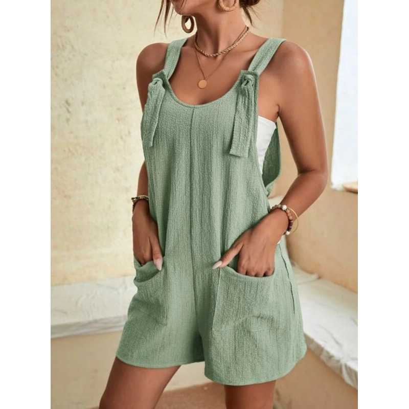 Women's Summer Sleeveless Romper with Straps and Shorts