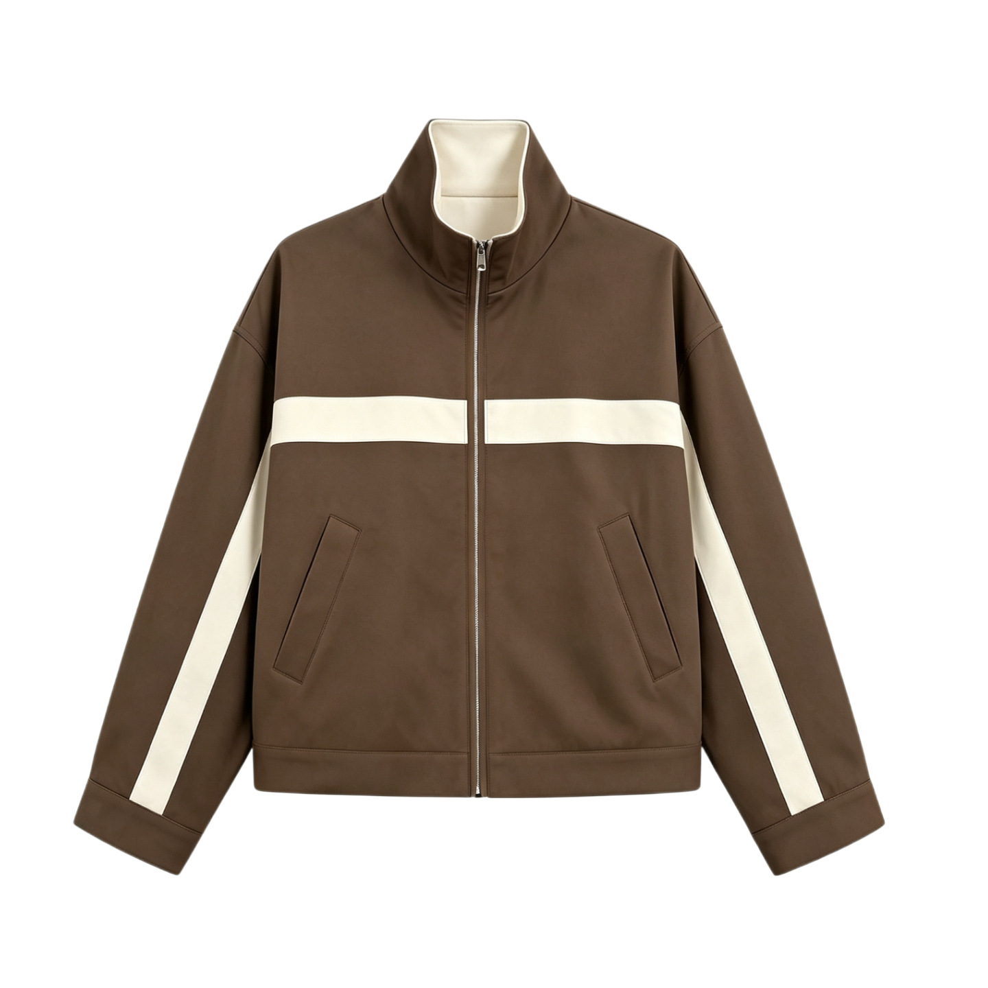Women's Colorblock Stand Collar Zip Jacket