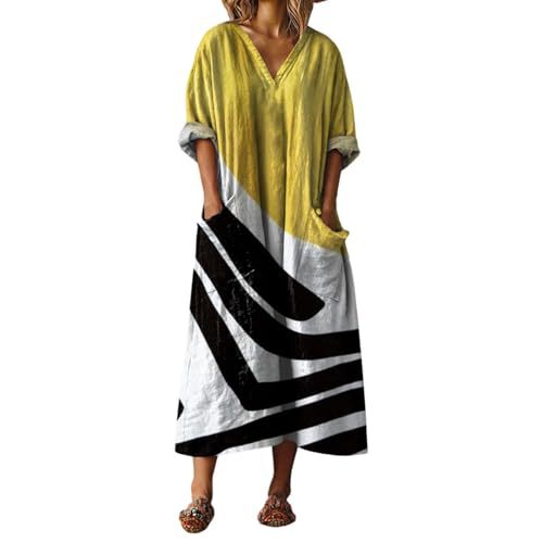 Women's V-Neck Boho A-Line Midi Dress
