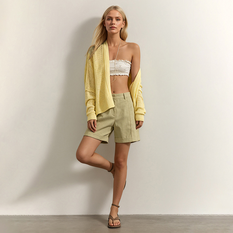 Women's Knit Cardigan Sweater Coat Solid Color Casual Loose V-Neck Long Sleeve
