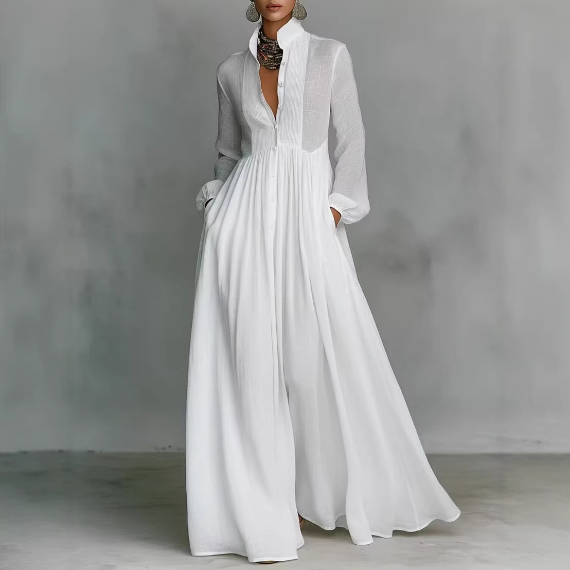 Women's Summer Beach Vacation Solid Color Long Dress
