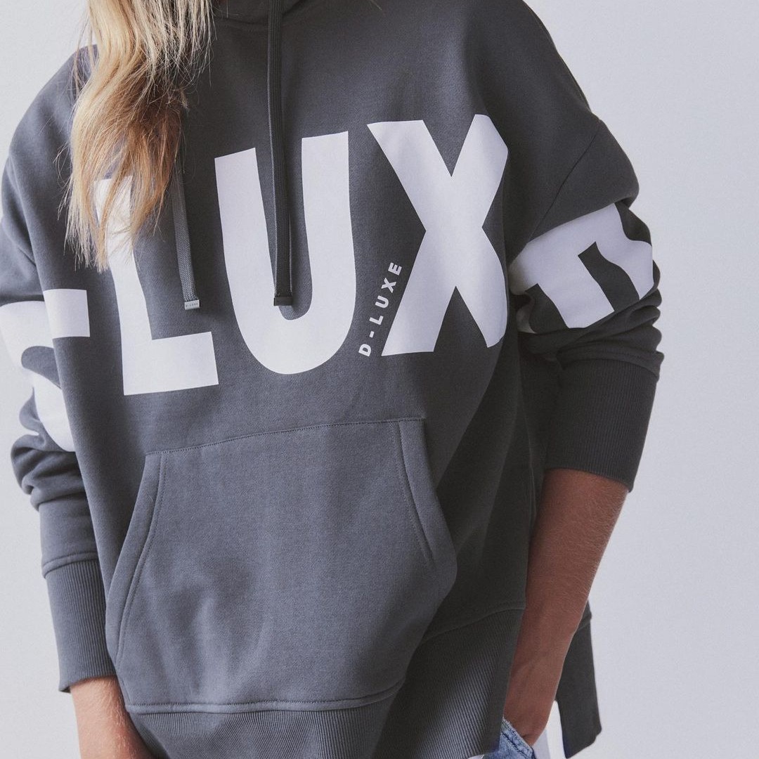 Letter Print Pullover Hooded Long Sleeve Sweatshirt for Women