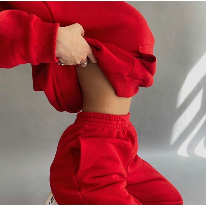 Women's Long Sleeve Casual Sweatsuit Set Solid Color