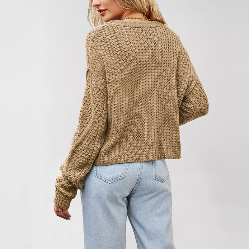 Women's Cable Knit Chunky Pullover Sweater Loose Fit Plus Size