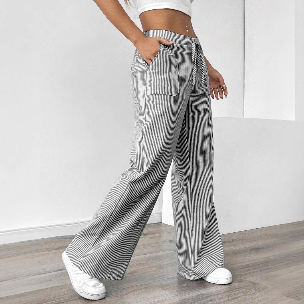 Striped Wide-Leg Casual Streetwear Pants