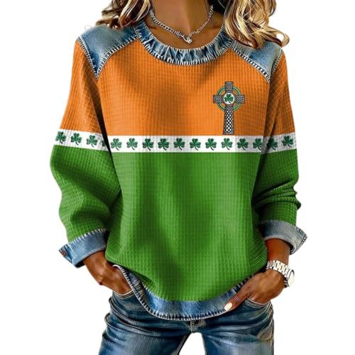 Women's Cross & Clover Print Crewneck Sweatshirt