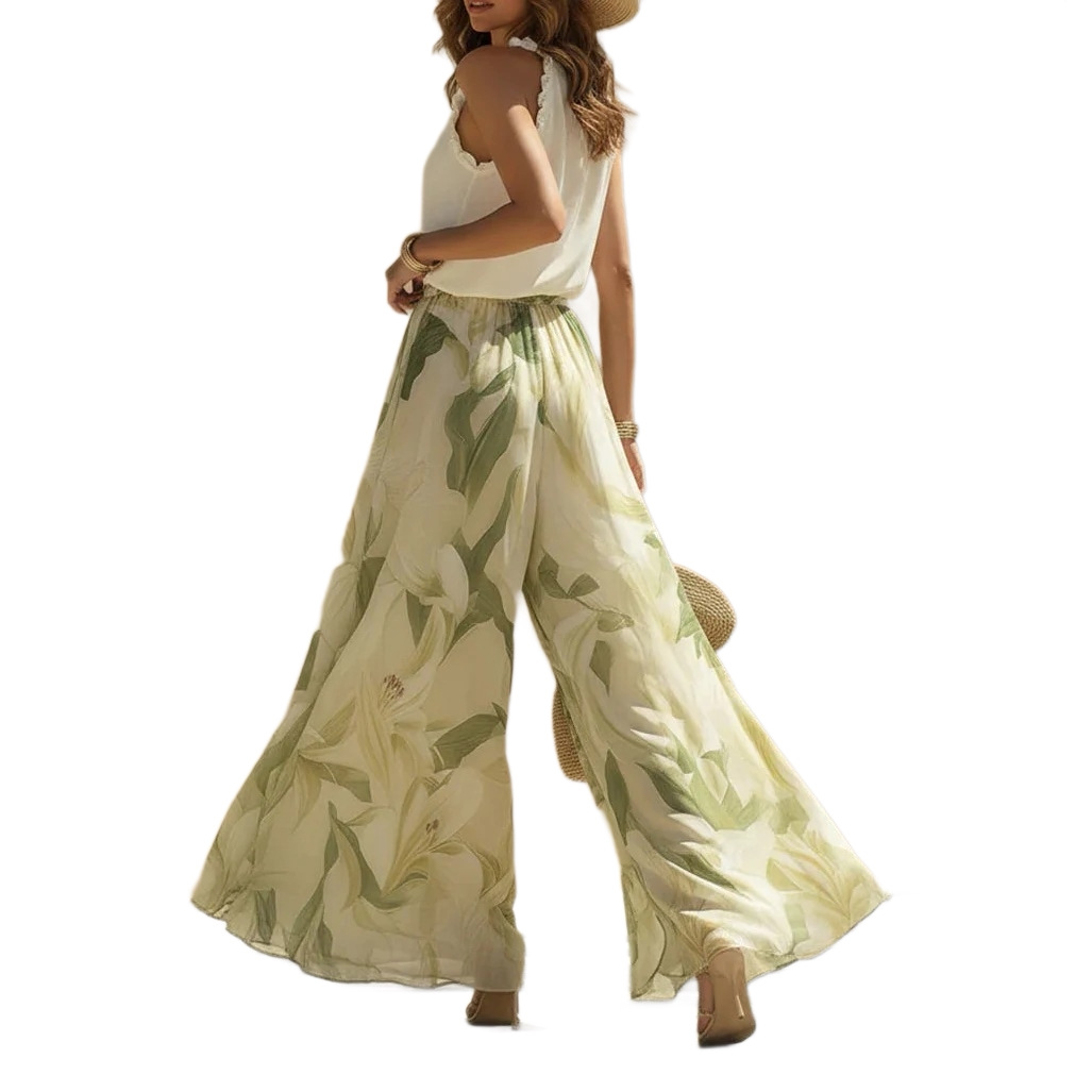 V-Neck Waist-Cinched Ruffle Midi Dress