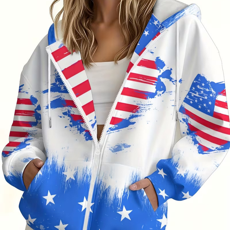 Women's USA Stars & Stripes Zip-Up Hoodie