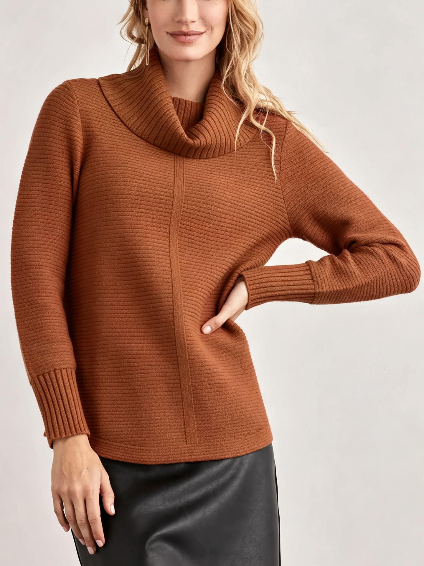 Women's Solid Color Long Sleeve Knit Top
