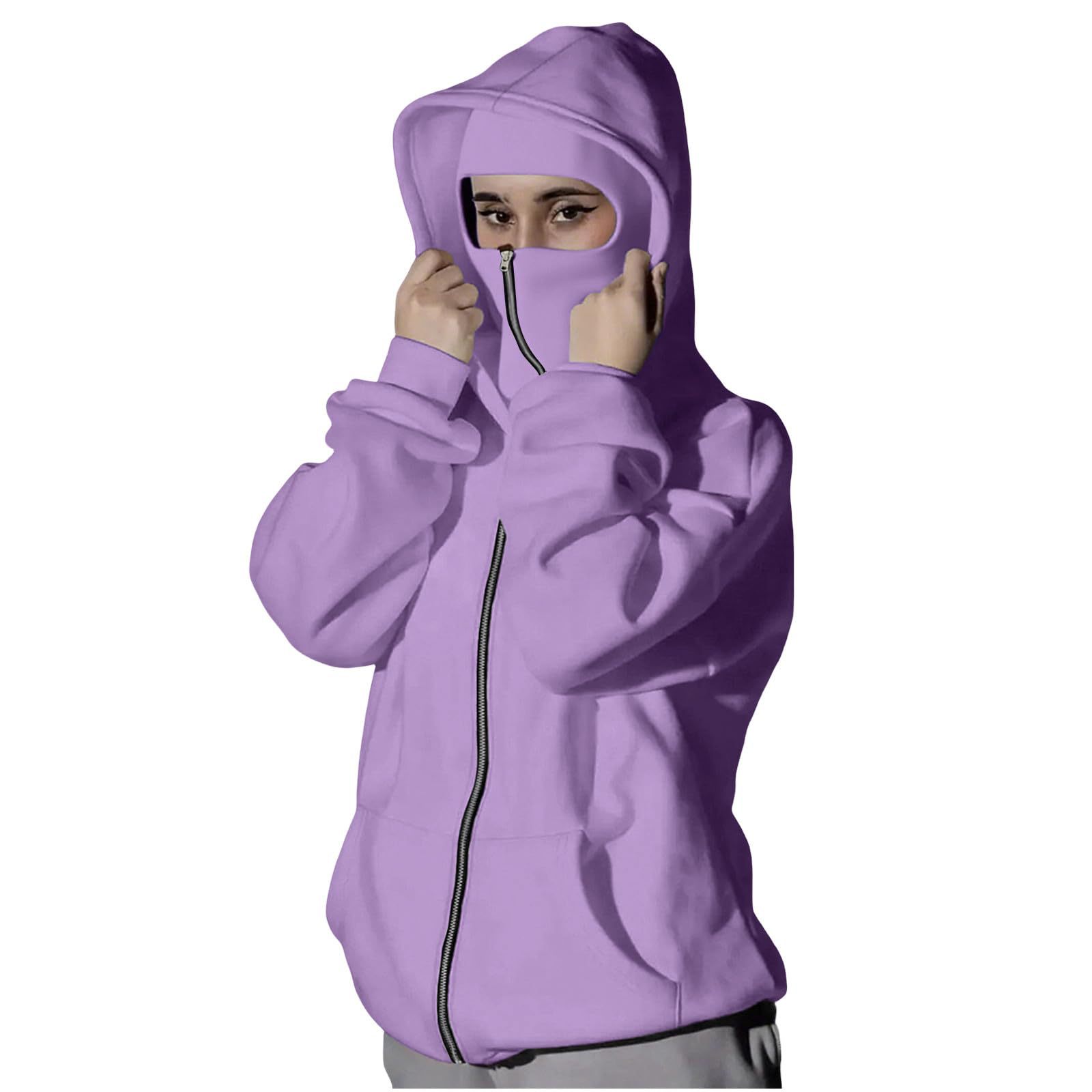 Double-Layer Hooded Zip-Up Sweatshirt Jacket Loose Streetwear Unisex