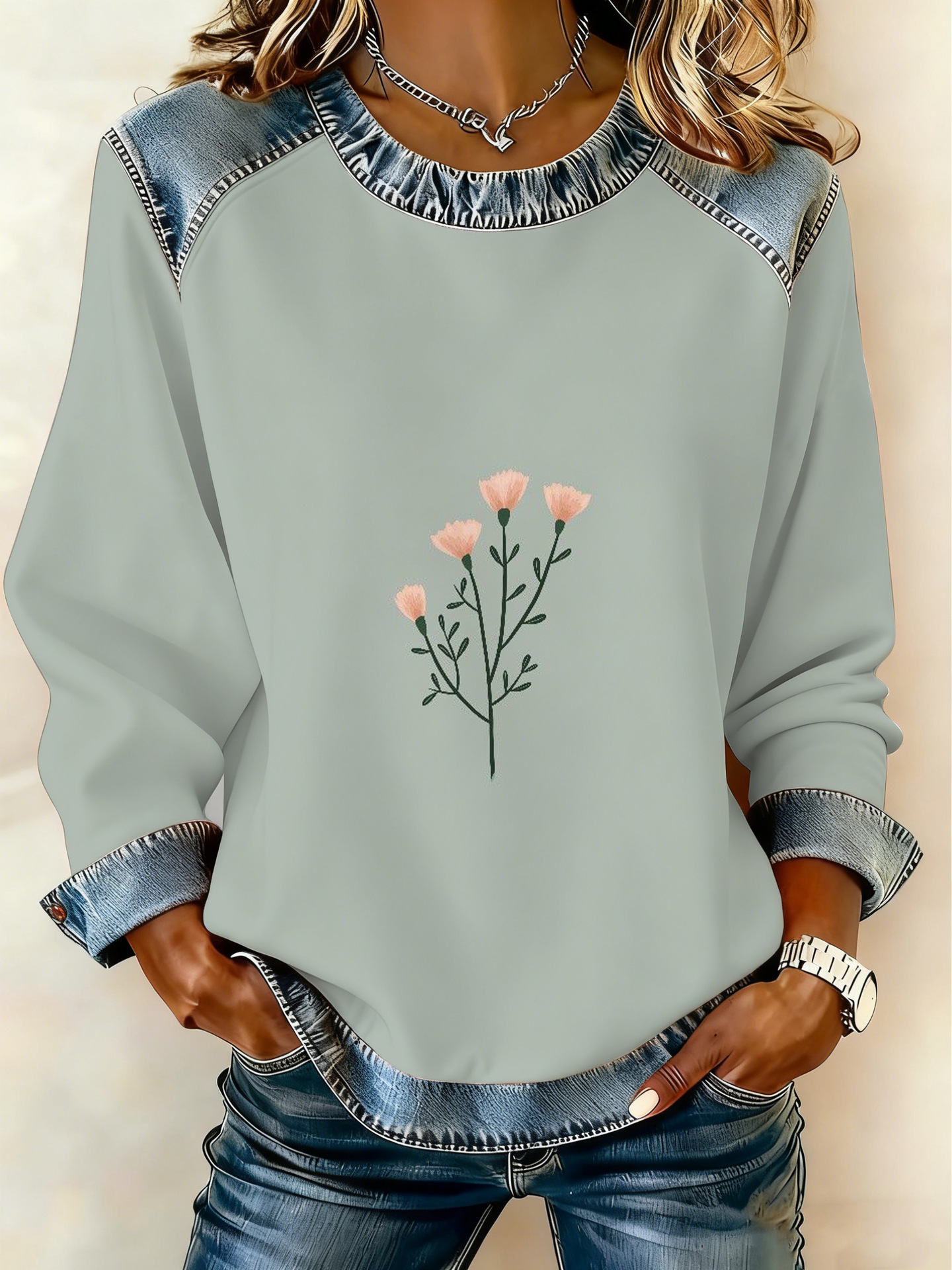 Women's Animal Lion Tiger Print Crewneck Sweatshirt