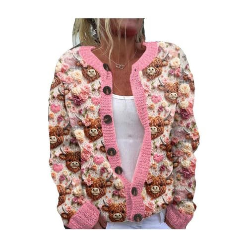 Women's Animal Boho Print Button Cardigan Sweater