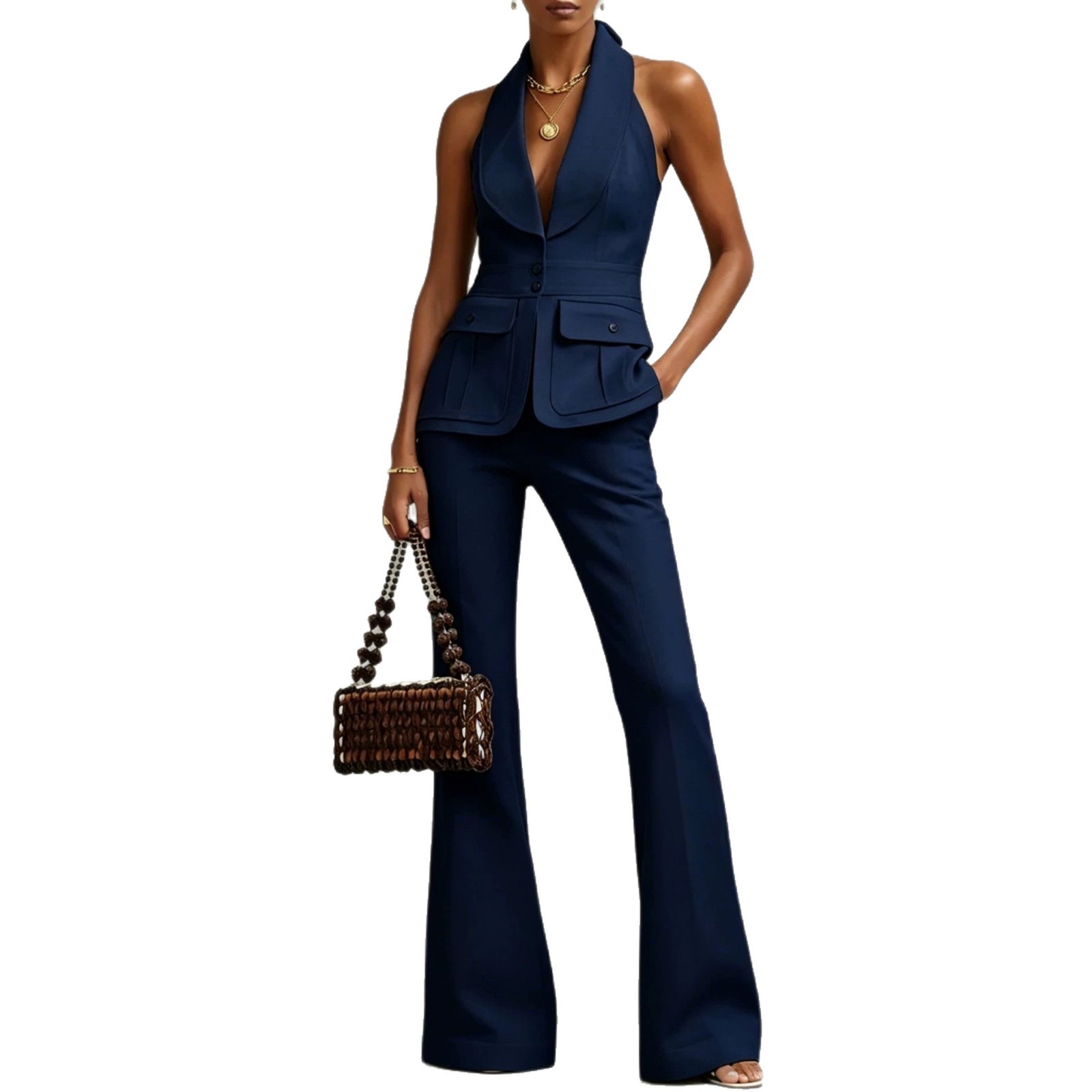 Women's Sleeveless High-Waist Minimalist Two-Piece Set