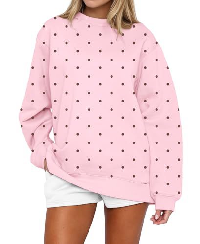 Polka Dot Print Crewneck Sweatshirt for Women
