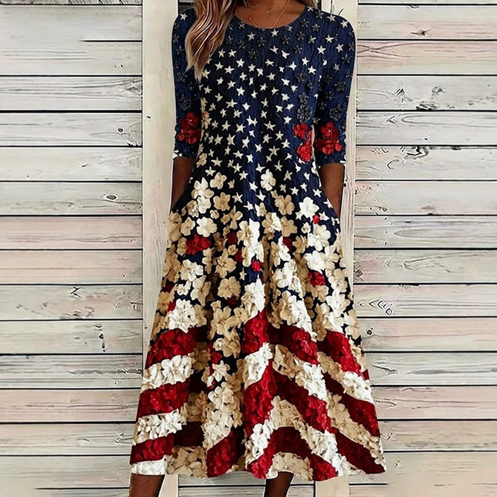 Women's Floral Print Ruched Bodycon Midi Dress Sleeveless Crew Neck