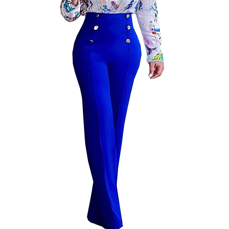 Women's Casual Solid Color Button Micro Flare Pants