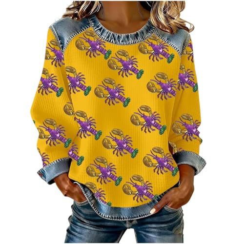 Women's Lobster Print Crewneck Sweatshirt Casual Pullover