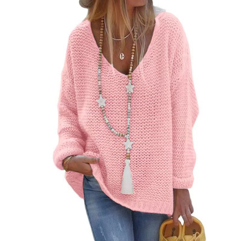 Women's V-Neck Long-Sleeve Knit Sweater