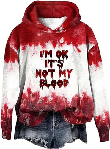 Women's Blood Stain Letter Print Casual Hoodie