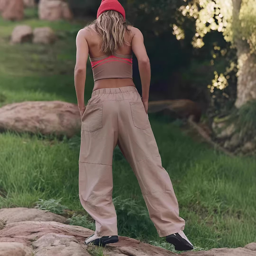 Women's Wide-Leg Lounge Pants with Elastic Waist and Drawstring
