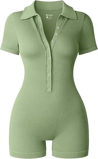 Ribbed V-Neck Women's Yoga Bodysuit with Waist-Cinching Stretch