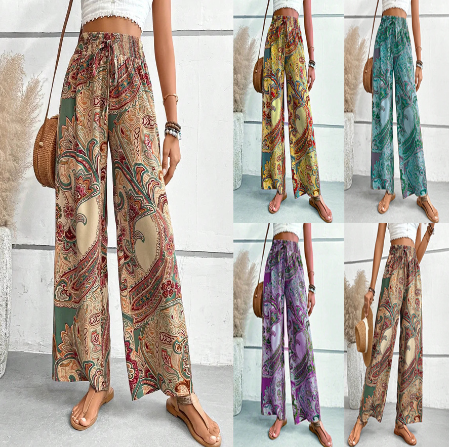 Women's Digital Print Bohemian Elastic Waist Loose Casual Pants