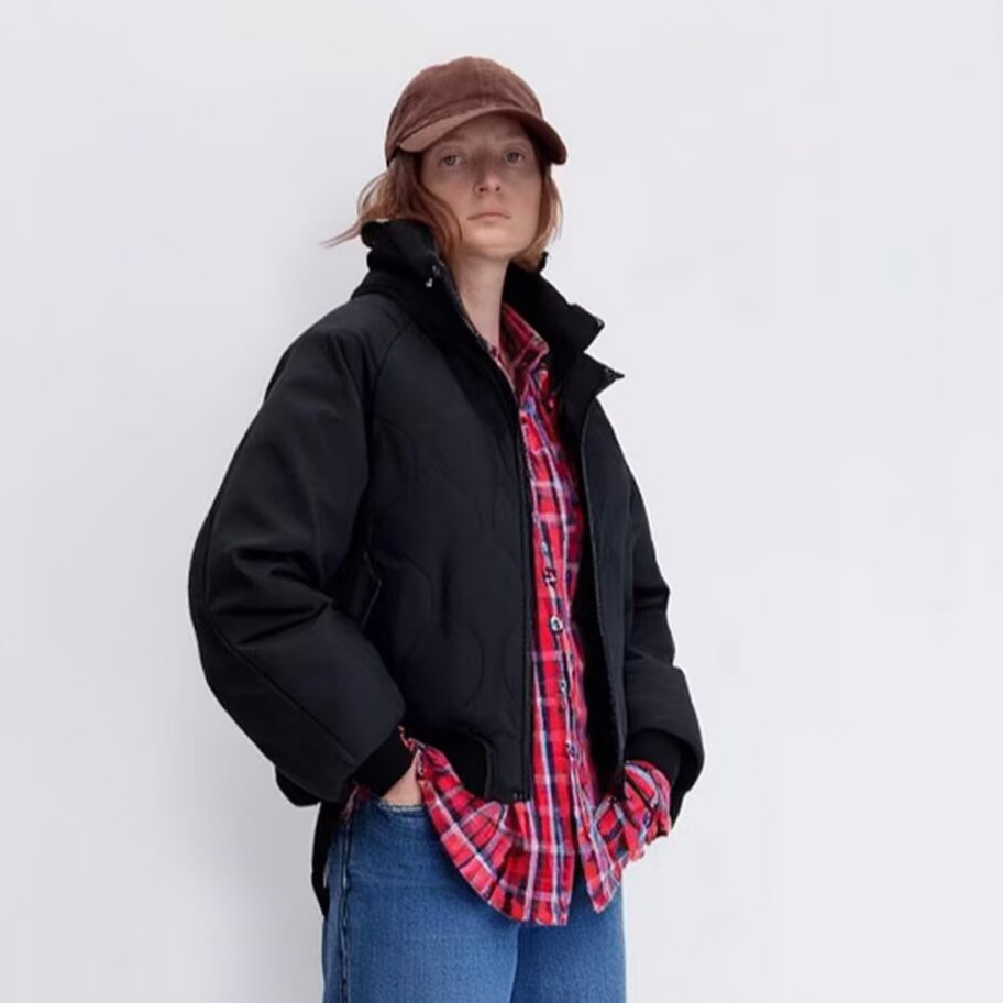Women's Oversized Bomber Puffer Jacket with Stand Collar