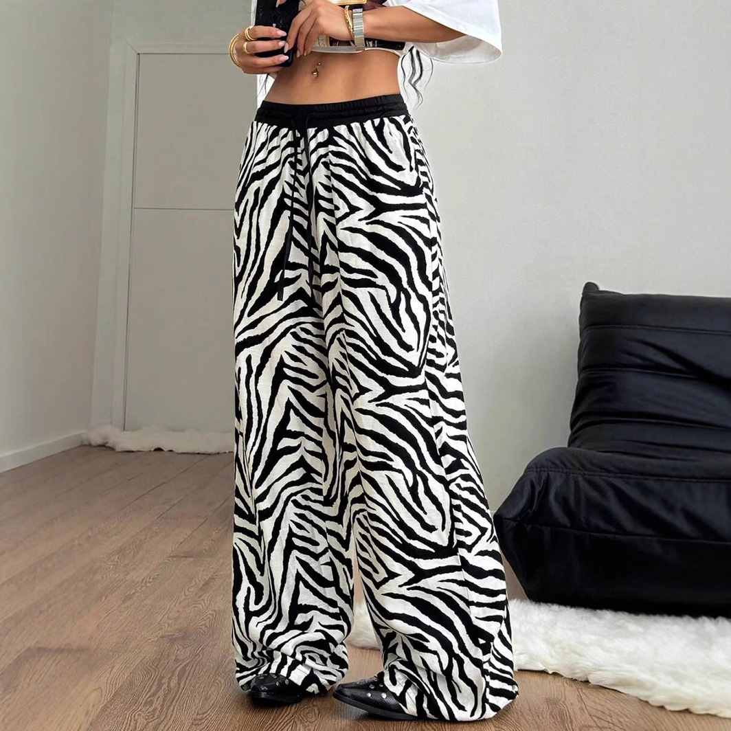 Striped Zebra Print Wide-Leg Lounge Pants