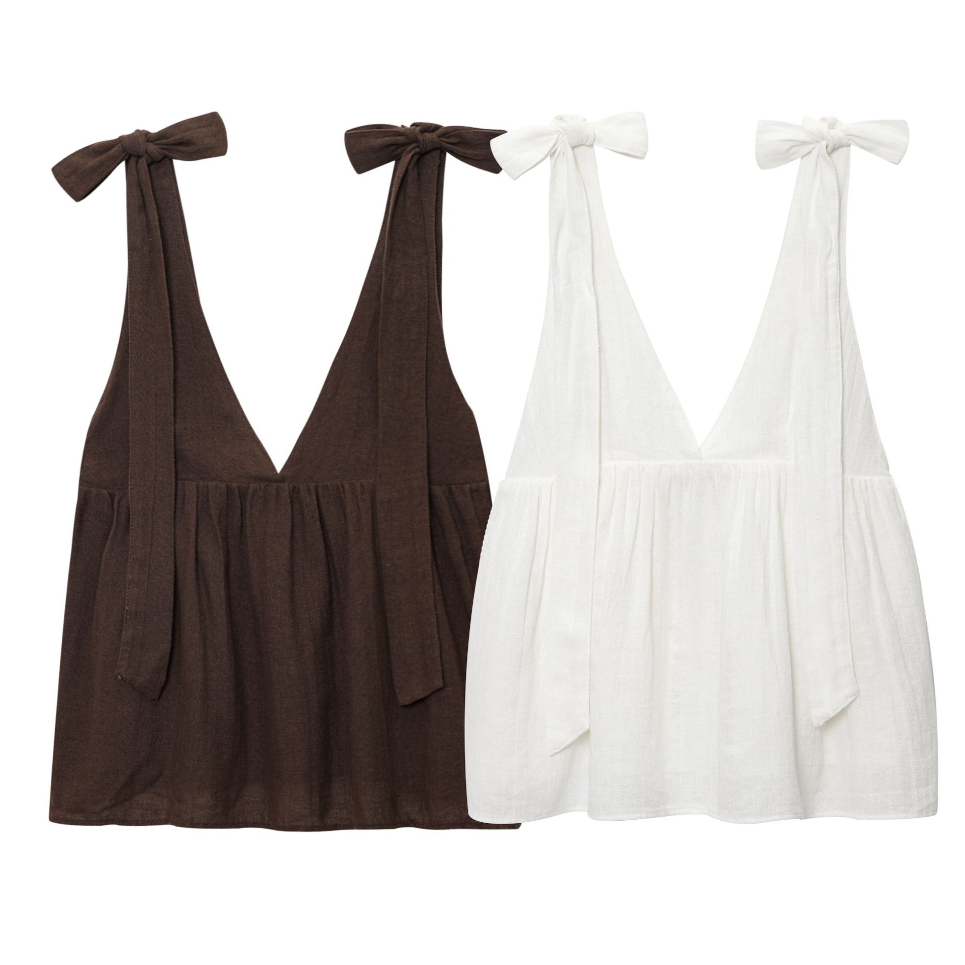 Women's Bow Decor Top and Shorts Set