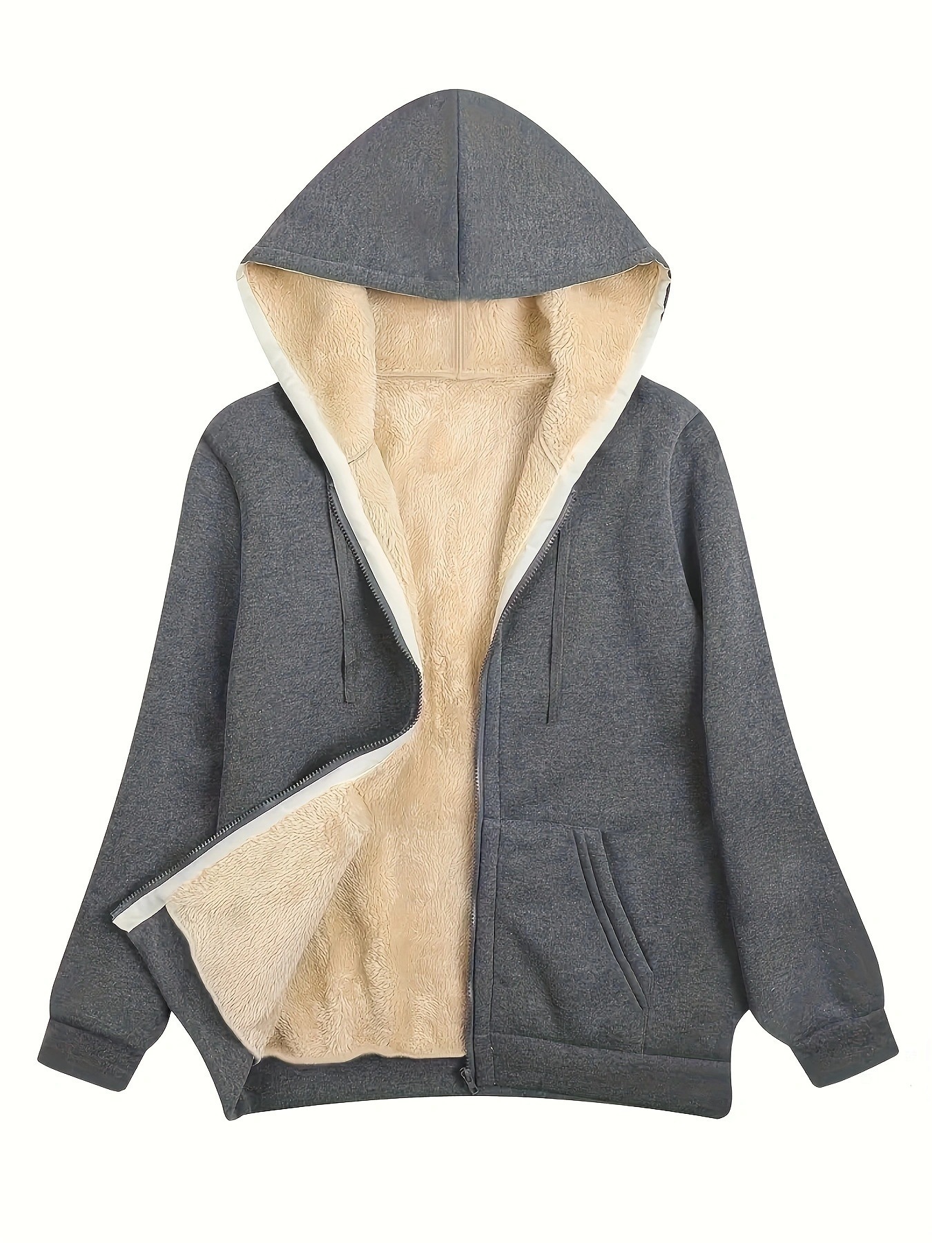 Women's Winter Warm Fleece Hooded Zip-Up Sweatshirt Jacket Thick