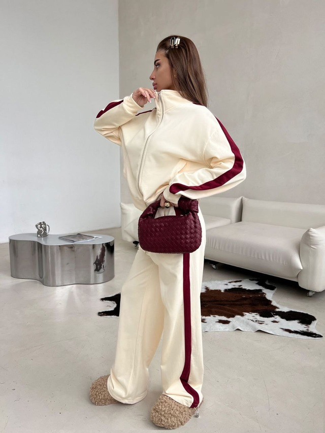 Women's Colorblock Zip Cardigan & Striped Tie Pants Set